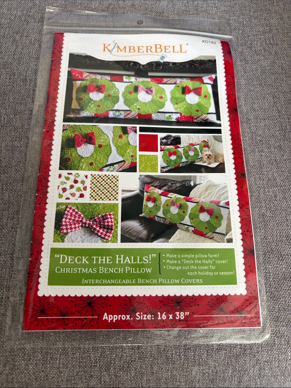 'Deck the Halls' Green Christmas Bench Pillow Cover
